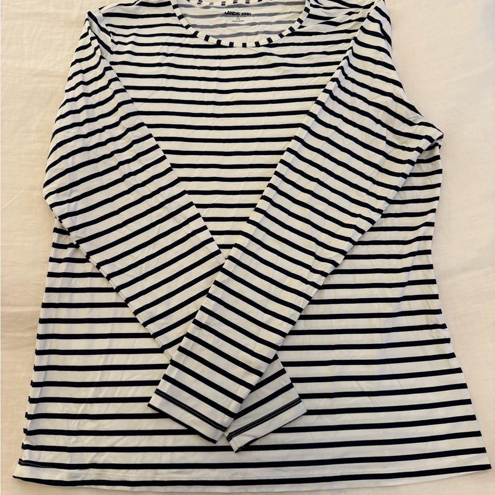 Navy and White Stripe Swim Shirt Rash Guard